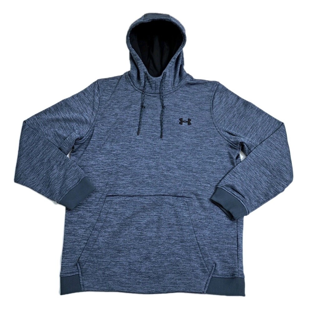 Under Armour Men's Medium Fleece Twist Coldgear Storm Hoodie Loose Fit Gray Blue